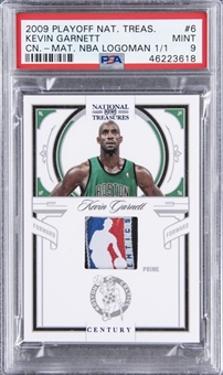 2009-10 Playoff National Treasures "Century" Material NBA Logoman #6 Kevin Garnett Patch Card (#1/1) – PSA MINT 9